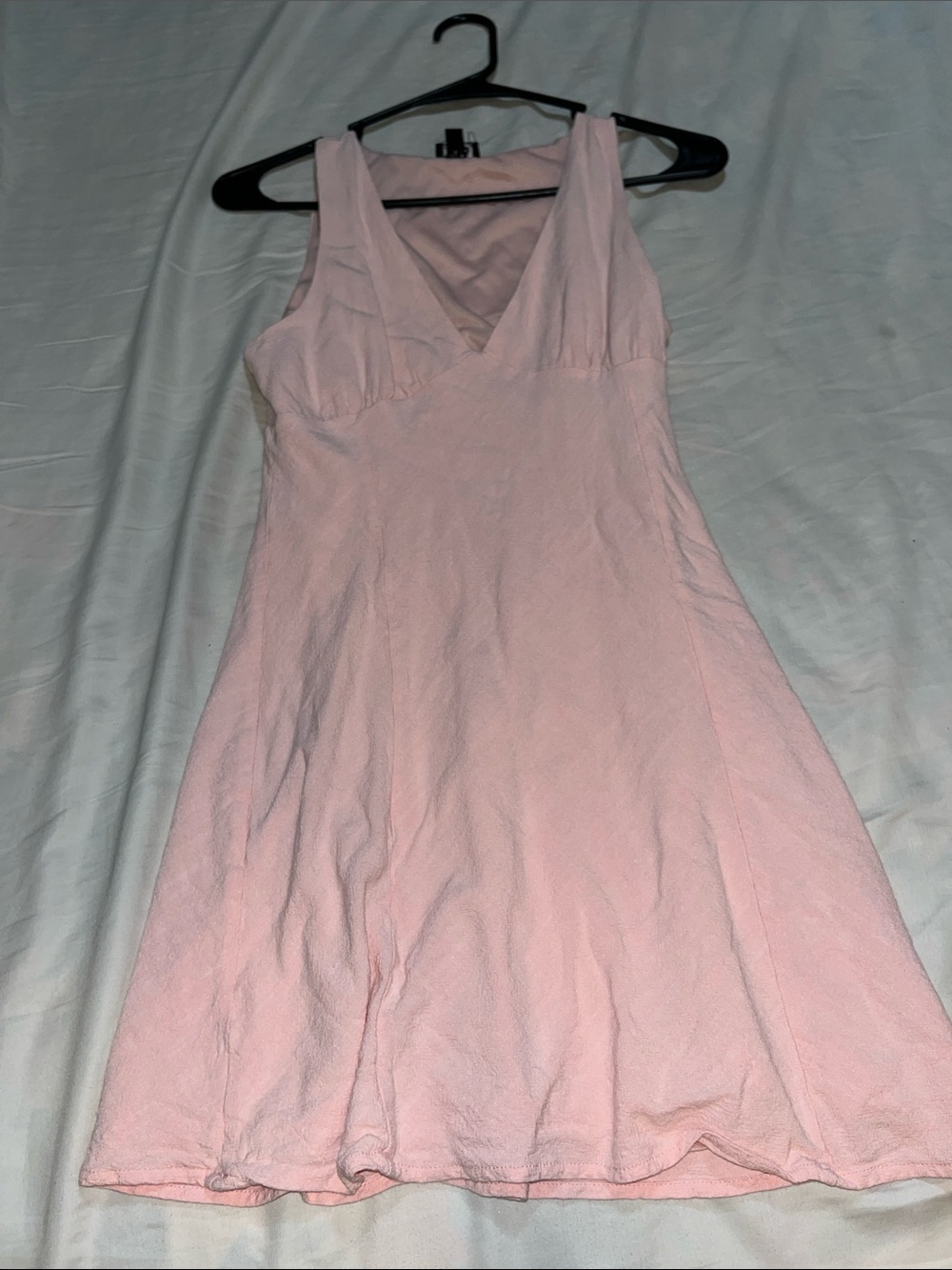 Soft Pink Sleeveless V-Neck A-Line Dress
